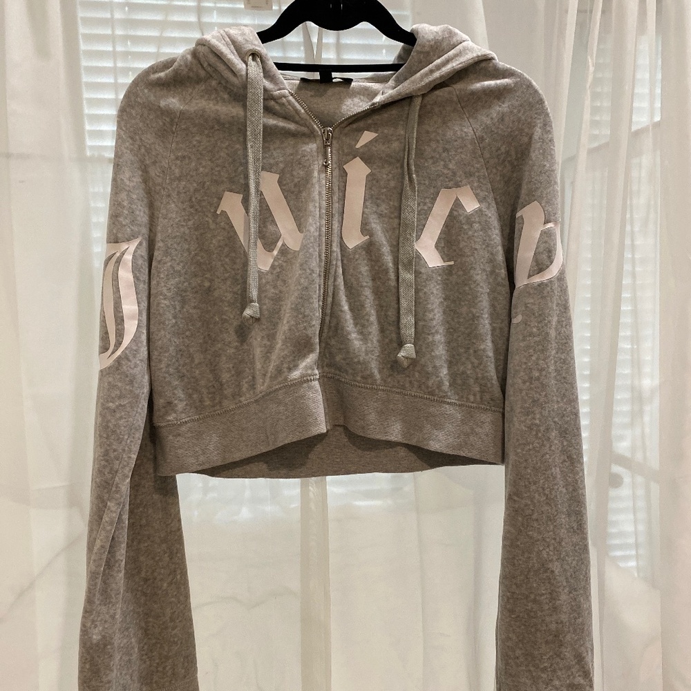 Juicy Couture black label grey velour hoodie